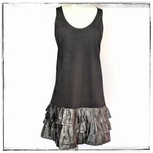 Theory Cupid Scarlett Leather Ruffle Tank Shift Sheath Dress Size 10